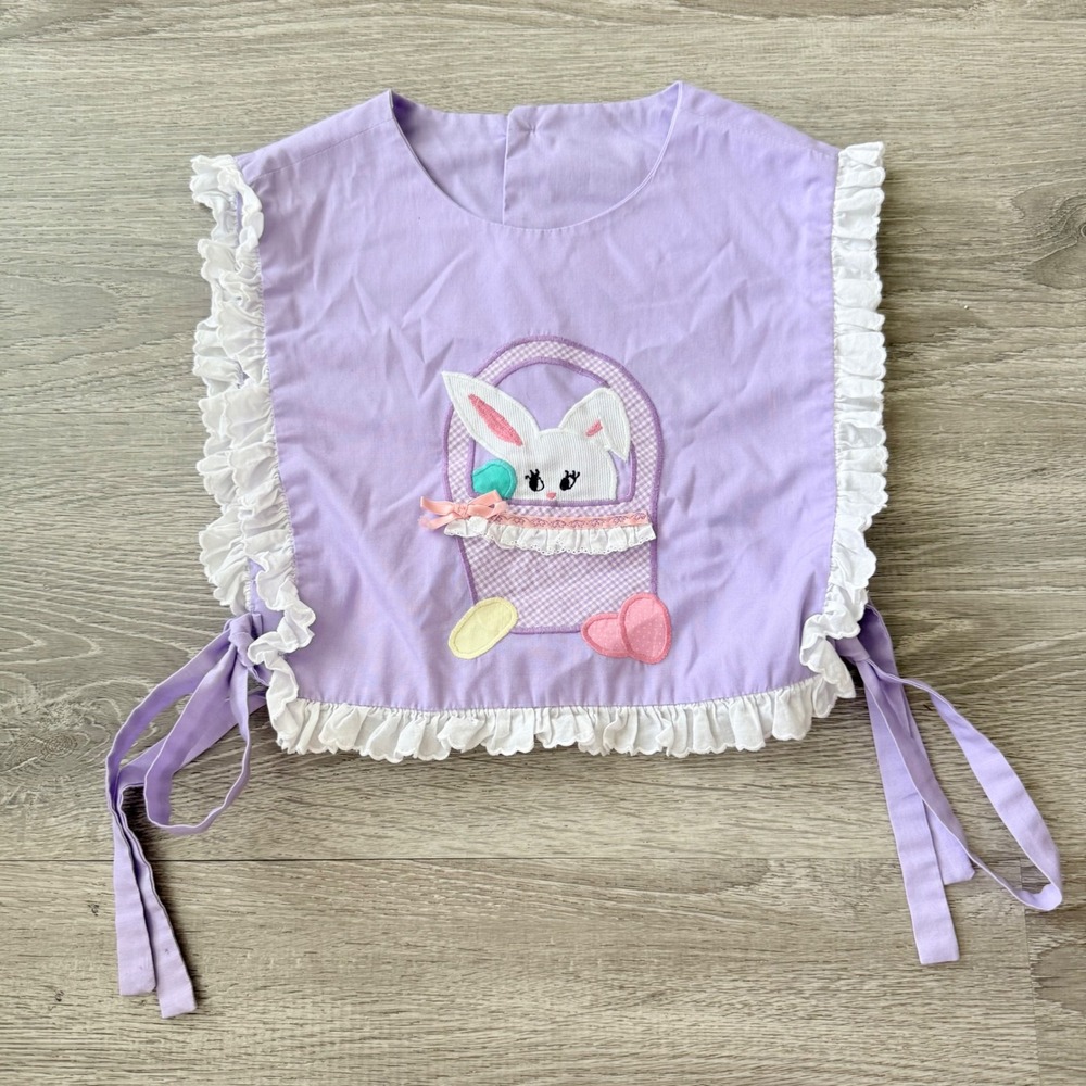 Boutique Kids Smocked Easter Bunny Ruffle Shirt Purple Lilac Tie Side 2-3T